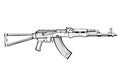 Kalashnikov rifle. Firearms. Sketch Set of Kalashnikov assault rifle AK-47, AKM, AKC, AKMC, AK-74. Firearms in combat. Assault Gun Royalty Free Stock Photo