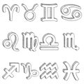 Vector Sketch Set of 12 Zodiac Signs. Astrological Symbols Royalty Free Stock Photo