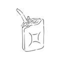 Vector Sketch Single Jerry Can, fuel canister, vector sketch illustration