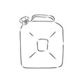 Vector Sketch Single Jerry Can, fuel canister, vector sketch illustration