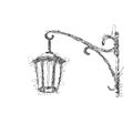 Vector sketch street lamp, lantern on white background, hand drawn illustration Royalty Free Stock Photo