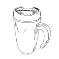 Vector sketch of thermo cup with handle