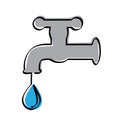 simple vector sketch watertap and drop single one line art, continuous