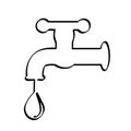 simple vector sketch watertap and drop single one line art, continuous
