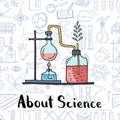 Vector sketched science or chemistry elements science elements background