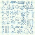 Vector sketched science or chemistry elements set Royalty Free Stock Photo
