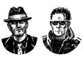 Vector sketches of portraits two serious men