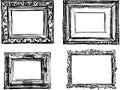 Vector sketches of a set of decorative wooden vintage picture frames Royalty Free Stock Photo