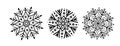 Vector sketching set of snow symbols. Small patterned snowflakes on white isolated. Cute print for New Year`s holiday, Christmas