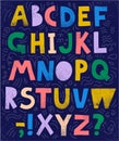 Vector sketchy, collage font, abc. Colorful textured letters and signs Royalty Free Stock Photo