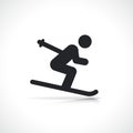 Vector skier on ski icon Royalty Free Stock Photo