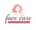 Vector skin care logo design concept with lady portrait & human hand illustration icon in hand drawn style isolated on light backg