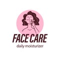Vector skin care logo design concept with lady portrait & human hand illustration icon in hand drawn style isolated on light backg