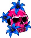 vector Skull with beautiful flower roses in vintage style isolated vector illustration Royalty Free Stock Photo