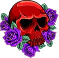 vector Skull with beautiful flower roses in vintage style isolated vector illustration Royalty Free Stock Photo