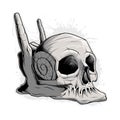 Vector skull. Snail skull illustration. Heavy metal skull.