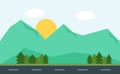 Vector Sky,Mountain and road Royalty Free Stock Photo