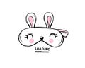 Vector Sleep mask white rabbit shaped and quote loading. Cute Blindfold greeting card