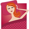 Vector sleeping young girl character cartoon woman