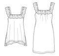 Vector sleeveless T-Shirt and dress with lace trim fashion CAD