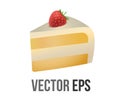 Vector slice of strawberry cake icon, layered with whipped cream and strawberry Royalty Free Stock Photo