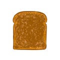 Vector Sliced bread toast. Slice of a whole wheat bread. Bakery, piece of roasted crouton for sandwich snack. Realistic