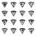 Vector Slise of pizza, chitmil, italy, product, icon set