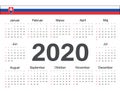 Vector Slovak circle calendar 2020