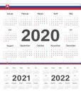 Vector Slovak circle calendars 2020, 2021, 2022