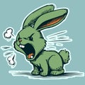 Vector of a small angry rabbit screaming with his mouth open. Cute bunny cartoon character being upset