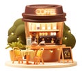 Vector small coffee booth or kiosk