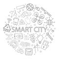 Vector Smart city pattern with word Royalty Free Stock Photo