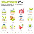 Vector smart farm icon set isolated on white background. Illustration flat color symbols of technology agriculture, Innovation