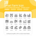 Vector smart farm icon set isolated on white background. Illustration outline symbols of technology agriculture, Innovation farmer