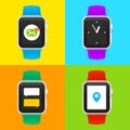 Vector Smart Watch Icons Royalty Free Stock Photo