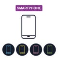 Vector smartphone icon. Simple thin line icon for web design. Royalty Free Stock Photo