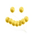 Vector Smiley Face Meda of Bright Yellow Balloons, Funny Background, Creative Happiness Icon Isolated. Royalty Free Stock Photo