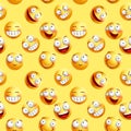 Vector smileys wallpaper continuous pattern with seamless facial expressions