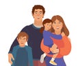 Vector Smiling Family Portrait.. Mother, father, son and little daughter. Vector illustration simple shapes Royalty Free Stock Photo