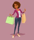 Vector smiling girl-shopper