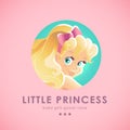 Vector smiling happy little girl portrait . Royalty Free Stock Photo