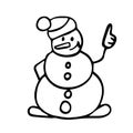 Vector smiling snowman shows a thumbs up.