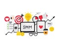 Vector smm elements. Social Media Marketing. Reach and promotion among target audience