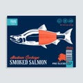 Vector smoked sockeye salmon package design