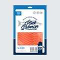 Vector smoked pink salmon packaging design concept