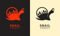 vector snail with forest shell for logo icon