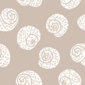 Vector Snail Shells with Florals on Soft Beige seamless pattern background.