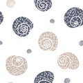 Vector Snails Floral Shells on White seamless pattern background.