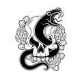 vector snake and skull tattoo design with banner