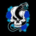 vector snake and skull tattoo design with banner